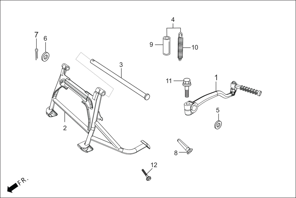 F-17 ARM KICK START/MAIN STAND assembly diagram for Hero Maestro EDGE BSVI(Dec, 2021)