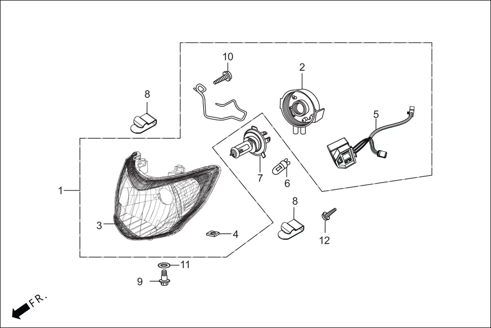 F-1 HEAD LIGHT assembly diagram for Hero Maestro EDGE BSVI(Dec, 2021)