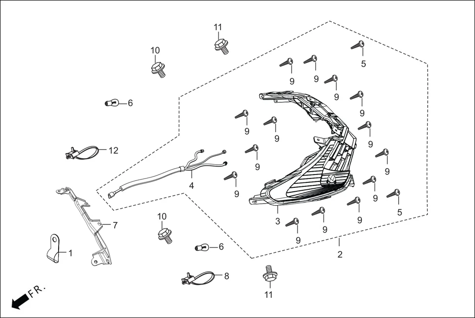 F-20 REAR COMBINATION LIGHT assembly diagram for Hero Maestro EDGE BSVI(Dec, 2021)