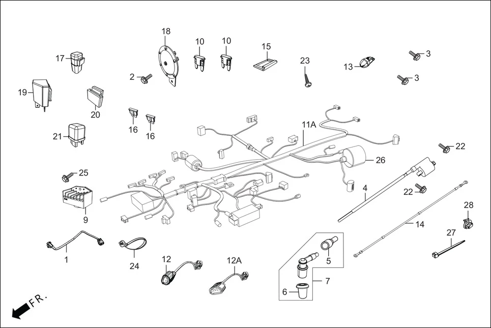 F-22-LX WIRE HARNESS assembly diagram for Hero Maestro EDGE BSVI(Dec, 2021)