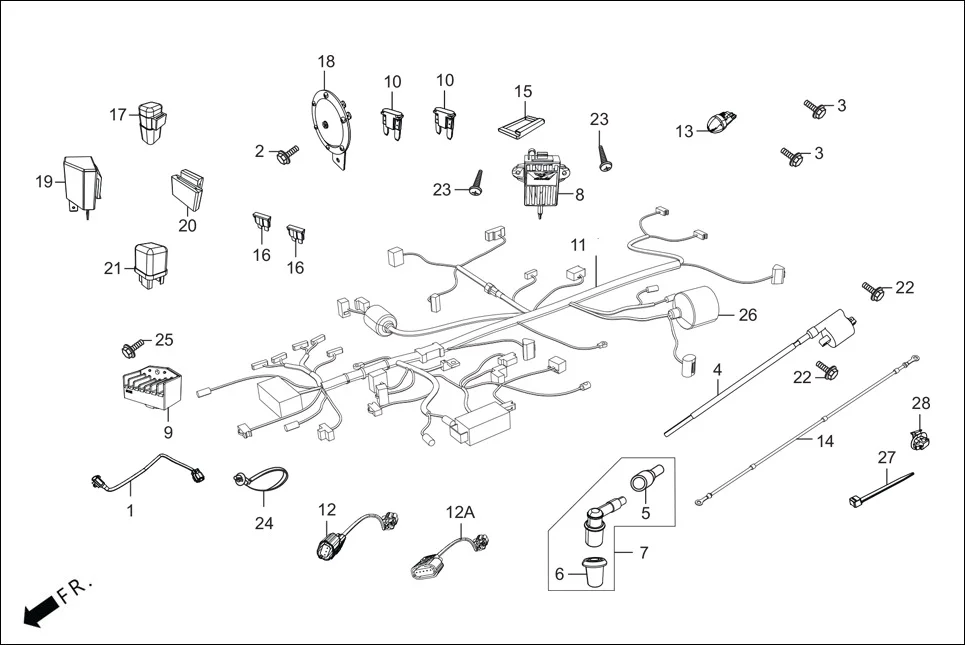 F-22-VX WIRE HARNESS assembly diagram for Hero Maestro EDGE BSVI(Dec, 2021)