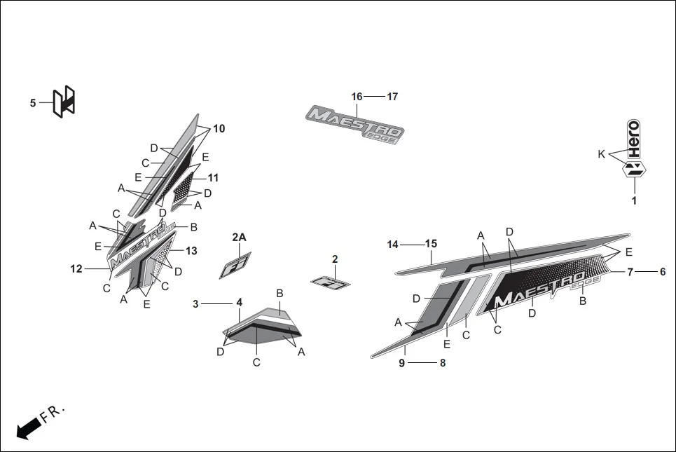 F-26-LX MARK/STRIPE assembly diagram for Hero Maestro EDGE BSVI(Dec, 2021)