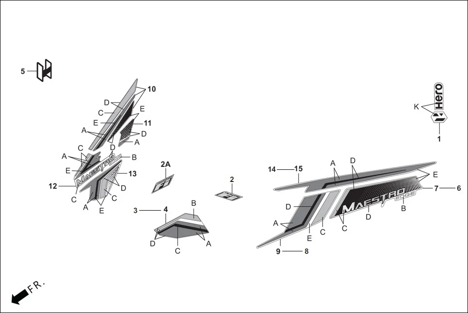 F-26-VX MARK/STRIPE diagram showing 86830-AAF-400