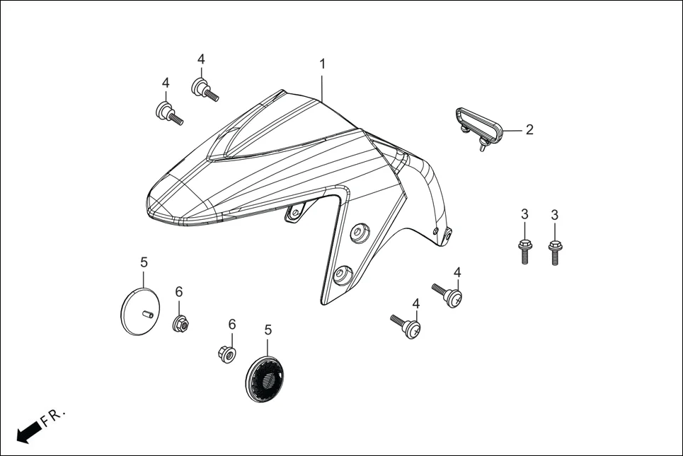 F-5 FRONT FENDER assembly diagram for Hero Maestro EDGE BSVI(Dec, 2021)