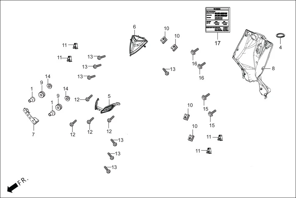 F-6-LX FR. &amp; INNER COVER assembly diagram for Hero Maestro EDGE BSVI(Dec, 2021)