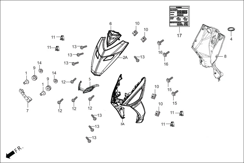 F-6A-LX FR. &amp; INNER COVER assembly diagram for Hero Maestro EDGE BSVI(Dec, 2021)