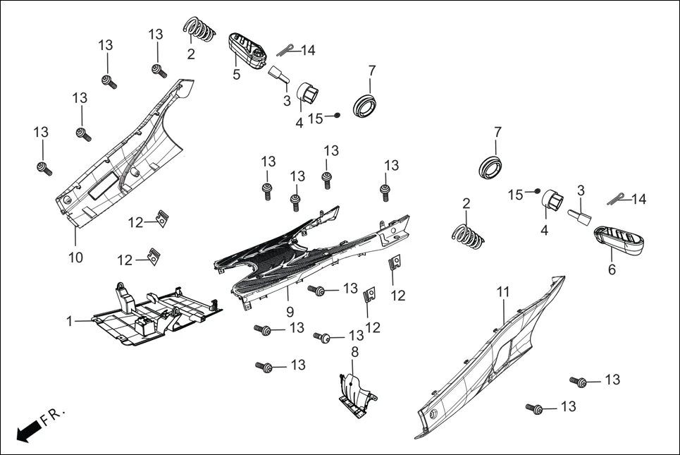 F-7 FLOOR PANEL assembly diagram for Hero Maestro EDGE BSVI(Dec, 2021)