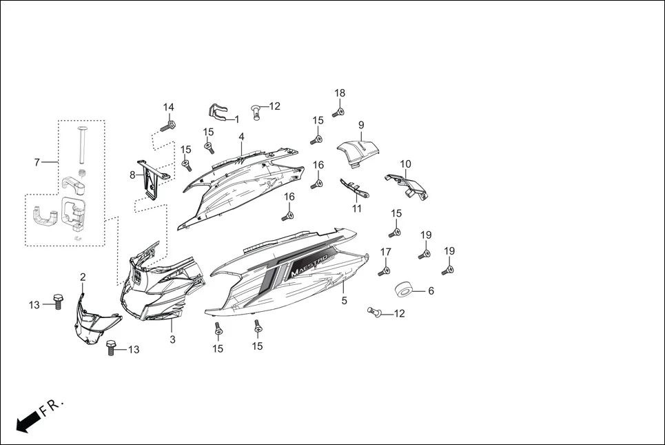 F-8-VX BODY COVER assembly diagram for Hero Maestro EDGE BSVI(Dec, 2021)