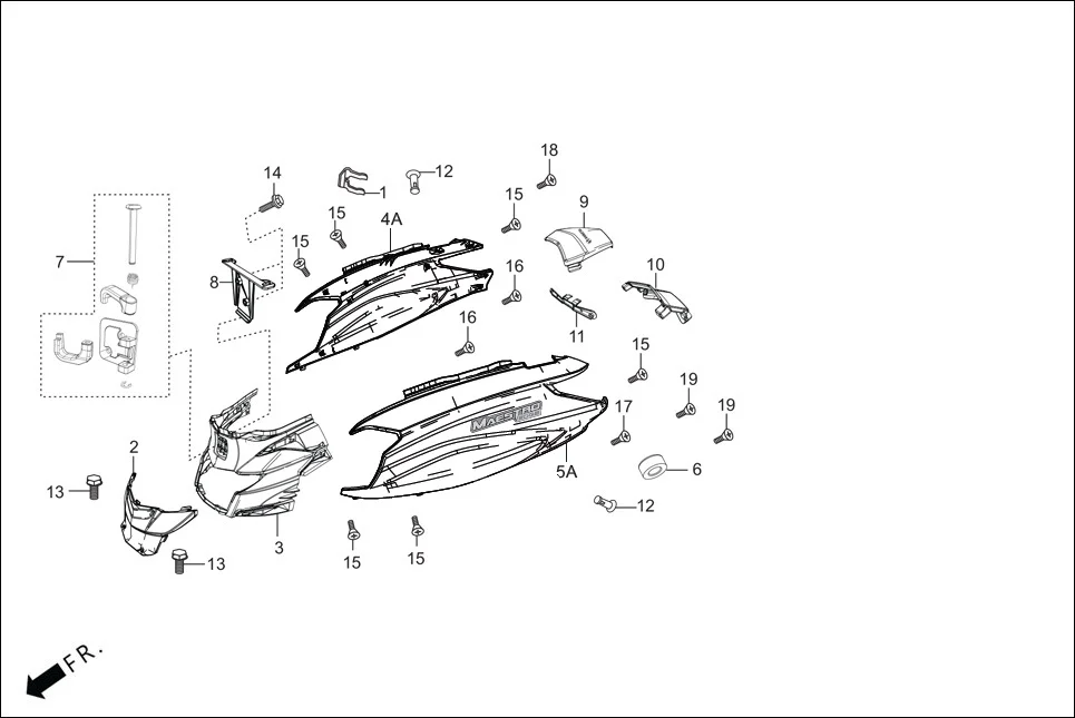 F-8A-LX BODY COVER assembly diagram for Hero Maestro EDGE BSVI(Dec, 2021)