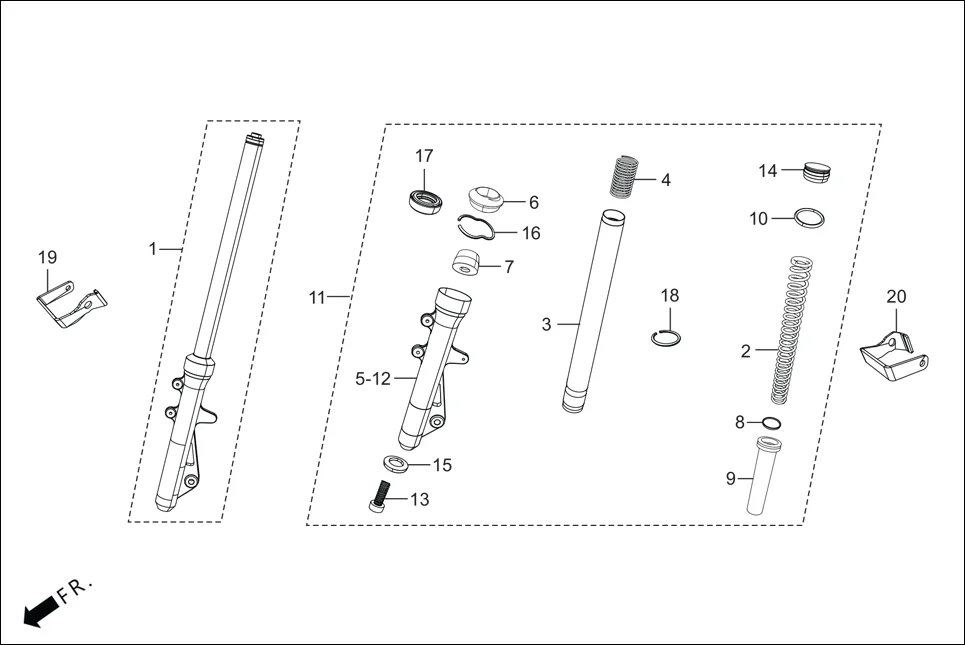 F-9A FR. FORK assembly diagram for Hero Maestro EDGE BSVI(Dec, 2021)