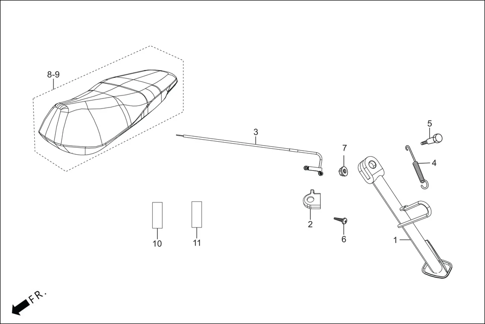 FOP-4A-LX SIDE STAND/COVER ASSY. SEAT(OPTIONAL) assembly diagram for Hero Maestro EDGE BSVI(Dec, 2021)
