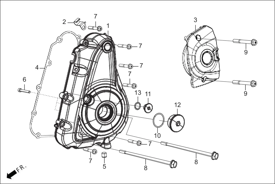 E-3A CRANK CASE &amp; COVER (LEFT CRANK CASE COVER)