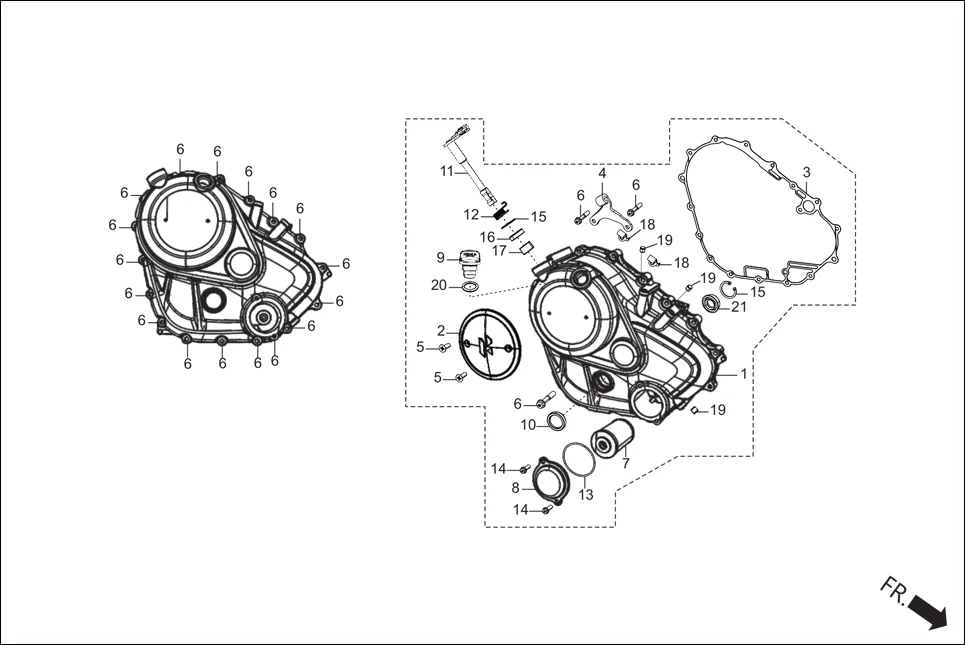 E-3 CRANK CASE &amp; COVER (RIGHT CRANK CASE COVER)