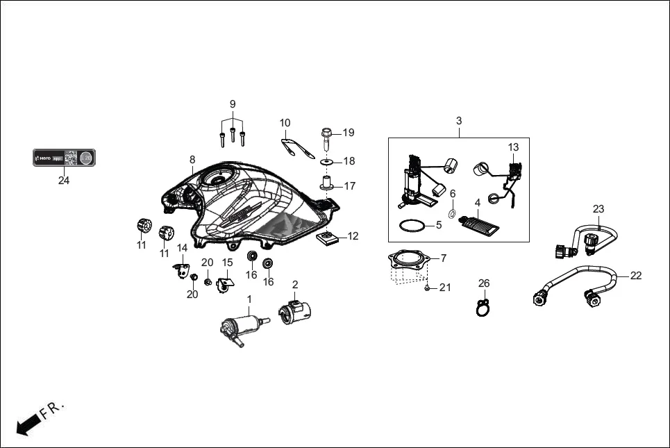 F-11 FUEL TANK /CANISTER/TUBES diagram showing 17611-RAA-000