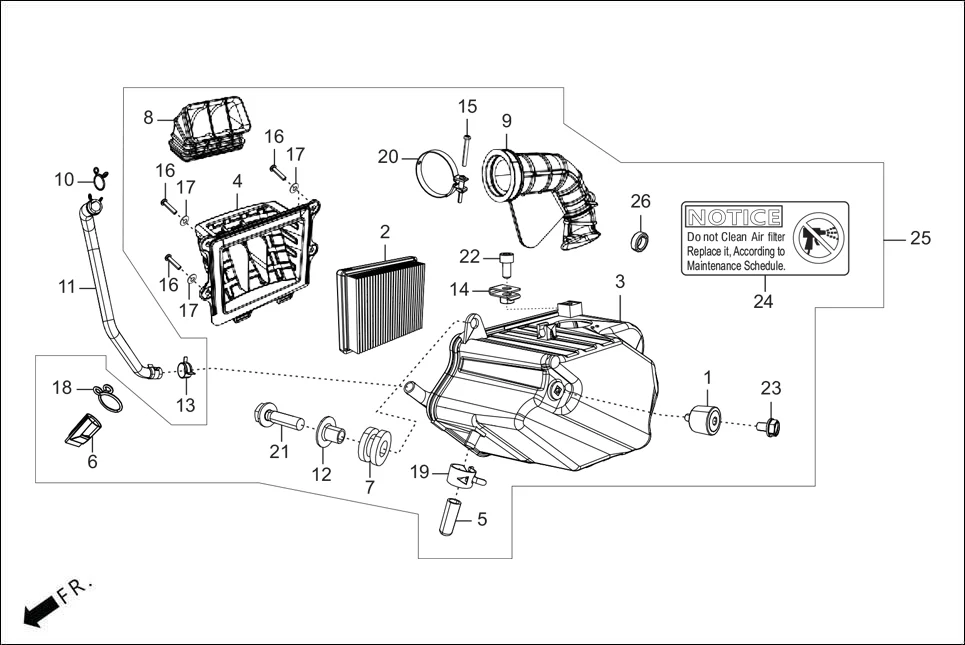 F-13 AIR CLEANER diagram showing 19509-RAA-000