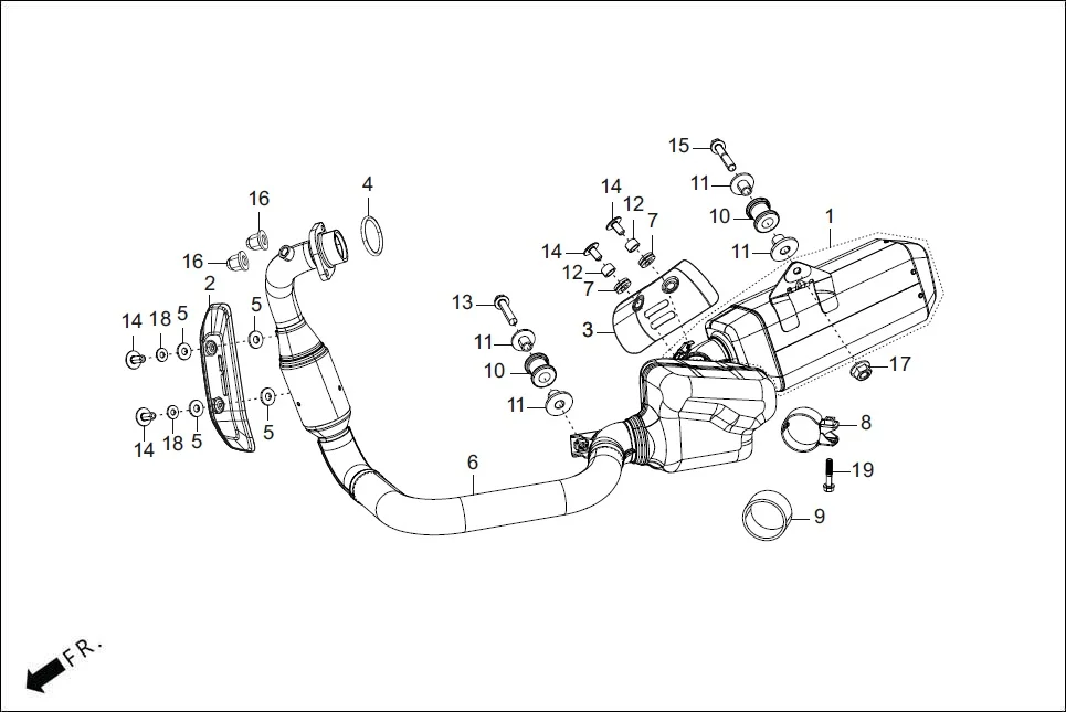 F-14 MUFFLER diagram showing 18345-RAA-000
