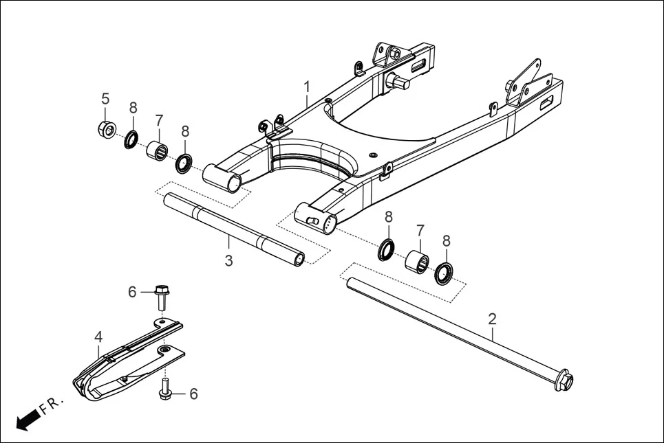 F-18A SWINGARM REAR diagram showing 52200-ACJ-000