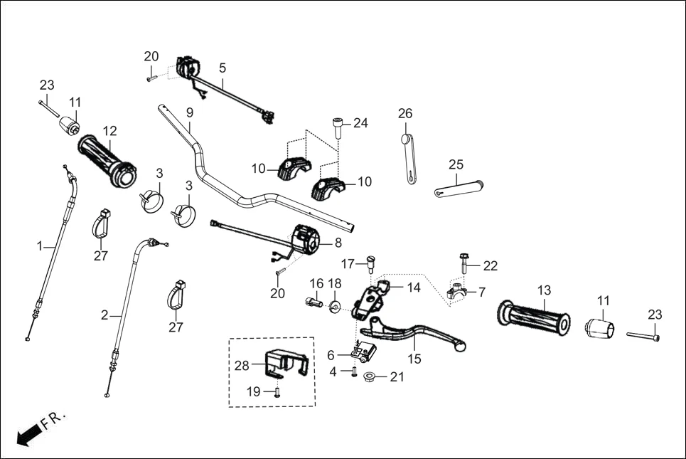 F-3B HANDLE &amp; HNDL COVER (HANDLE LEVER/SWITCH/CABLES) diagram showing 53192-RAA-000