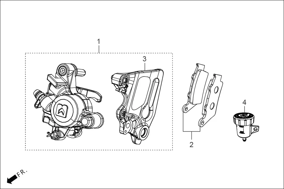F-8A REAR BRAKE (CALIPER ASSY. REAR) assembly diagram for Hero THUMBSUP THUNDERWHEEL(Apr.,2025)