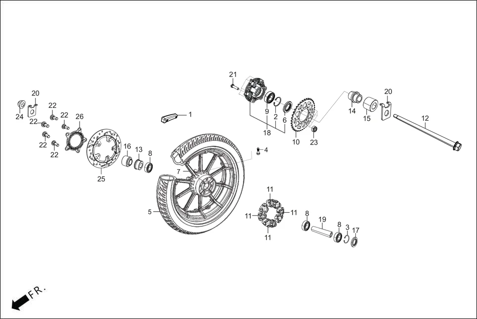 F-9 RR WHEEL / FLANGE ASSY. DRIVEN diagram showing 90560-RAA-000