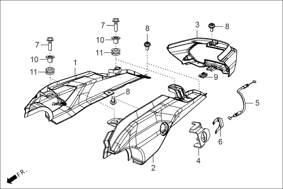 F-10-CON BODY COVER assembly diagram for Hero MAVRICK(March 2024)