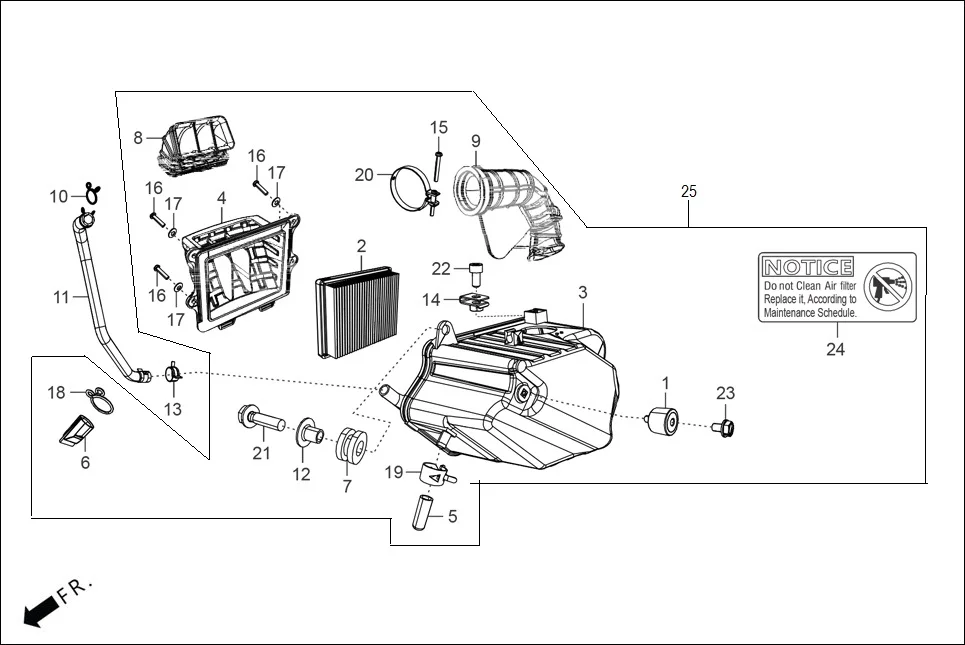 F-13 AIR CLEANER diagram showing 17227-RAA-000