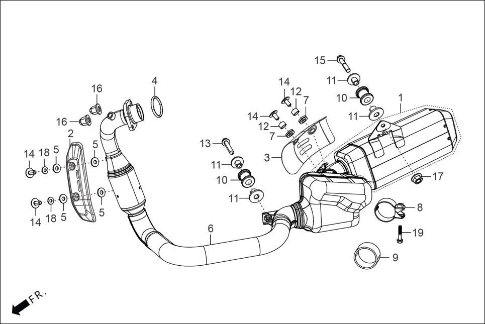 F-14-N/C MUFFLER diagram showing 90305-RAA-000