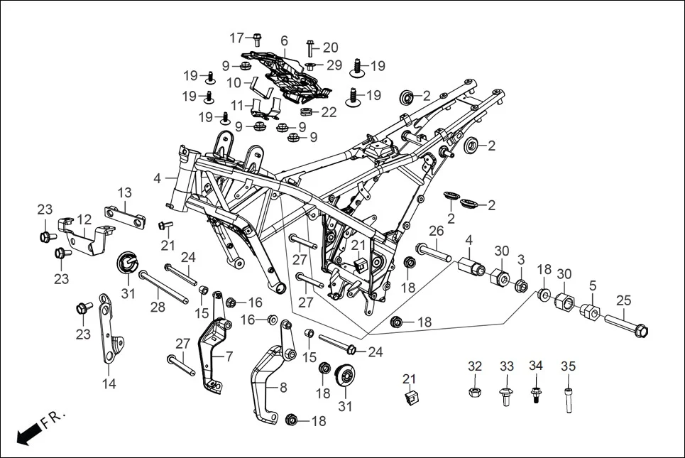 F-25 FRAME BODY diagram showing 50505-RAA-000