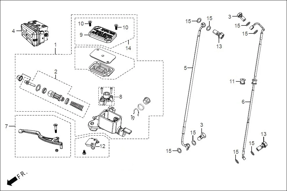 F-4 FRONT BRAKE (MASTER CYLINDER) diagram showing 45570-ACF-000