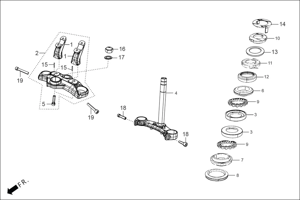 F-6-N/C FRONT CUSHION / STRG. STEM diagram showing 53215-RAA-000
