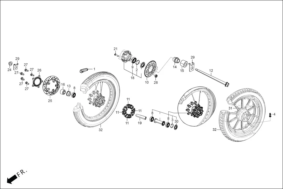F-9-N/C-CAST RR WHEEL / FLANGE ASSY. DRIVEN diagram showing 42601-ACJ-022
