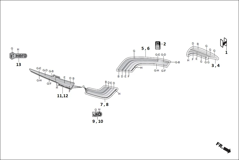 F-27A STRIPES/MARKS diagram showing ADHNB4A006000G