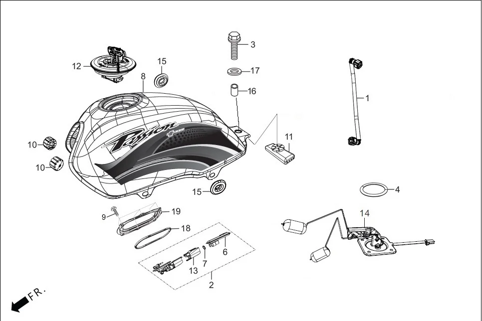 F-13-NCS FUEL TANK diagram showing 16700-AAE-L42