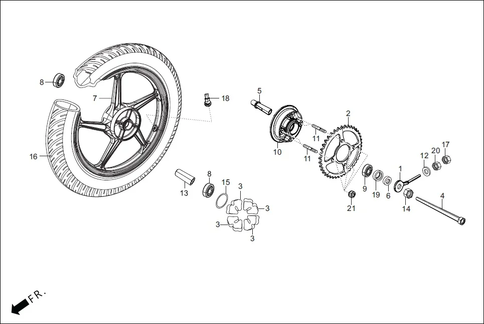 F-11A REAR WHEEL diagram showing 94101-06000