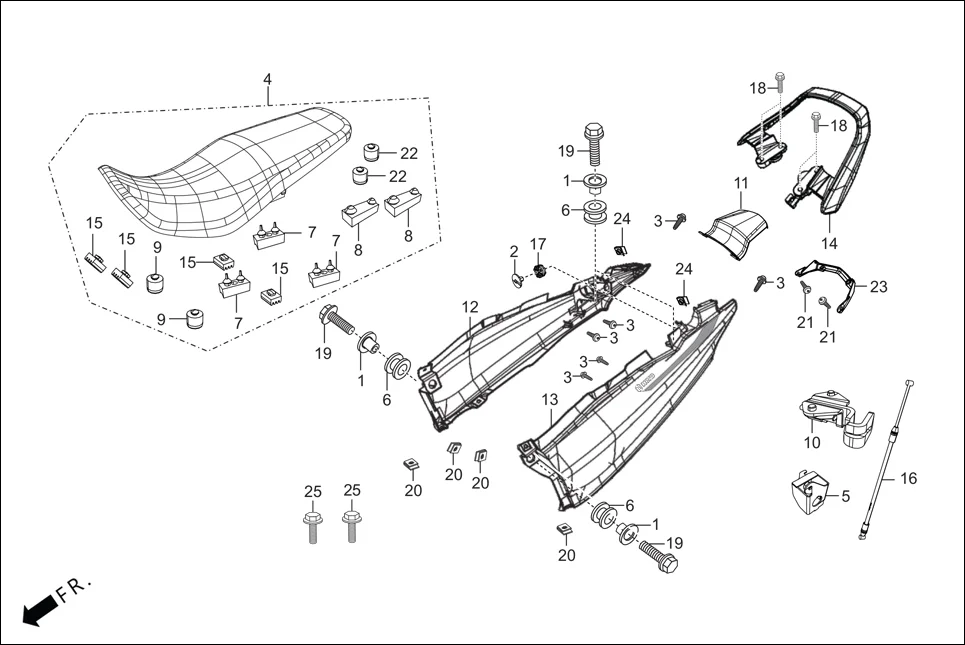 F-12 SEAT ASSY./REAR COWL/GRIP REAR diagram showing 95701-08030-07