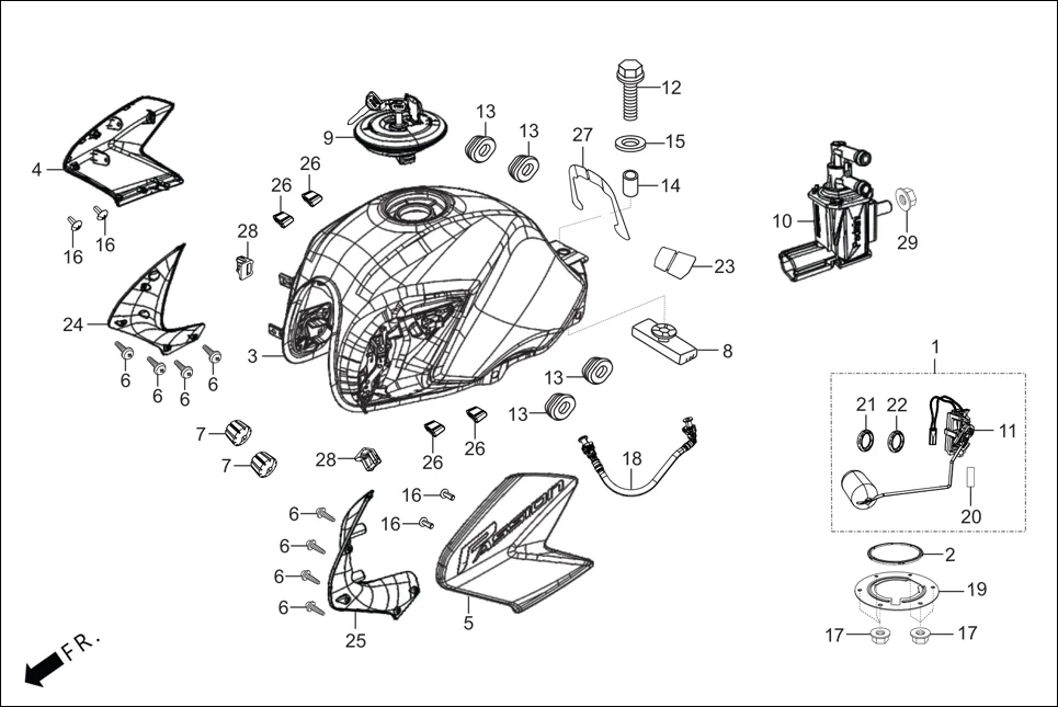 F-13 FUEL TANK diagram showing 17520-AAC-B00S