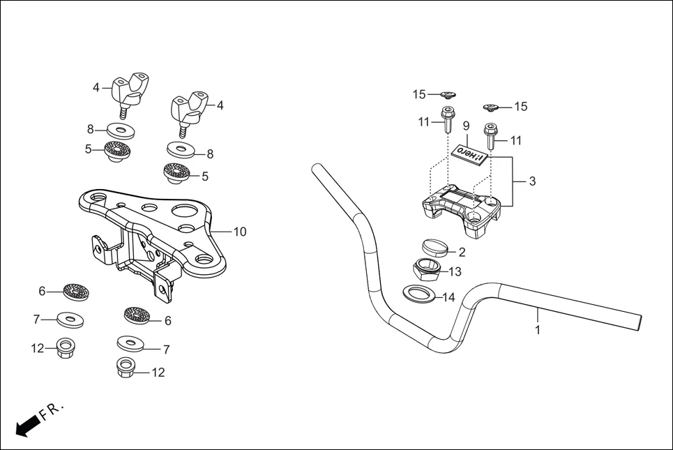 F-4 HANDLE PIPE/TOP BRIDGE diagram showing 53130-AAF-400