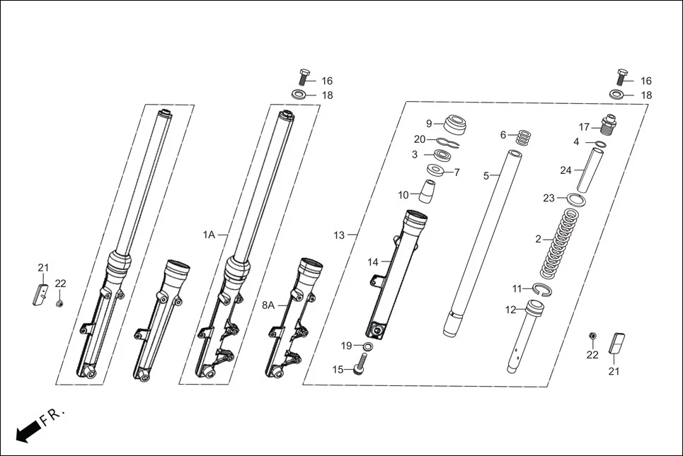 F-7-DISC FRONT FORK diagram showing 90601-GF5-730