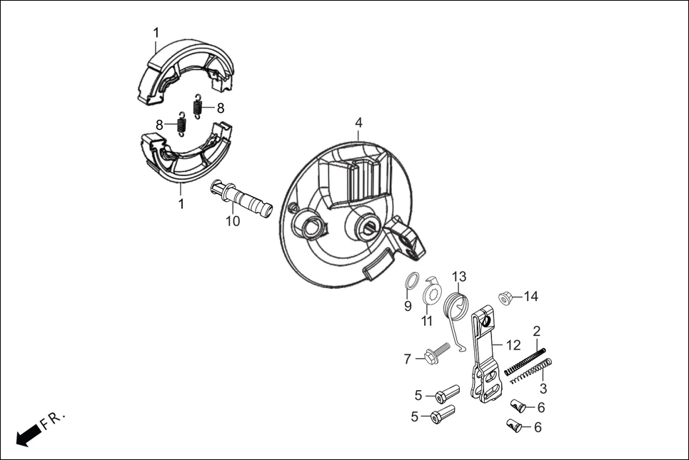 F-8-DRUM FR. BRAKE PANEL diagram showing 43455-AAL-100