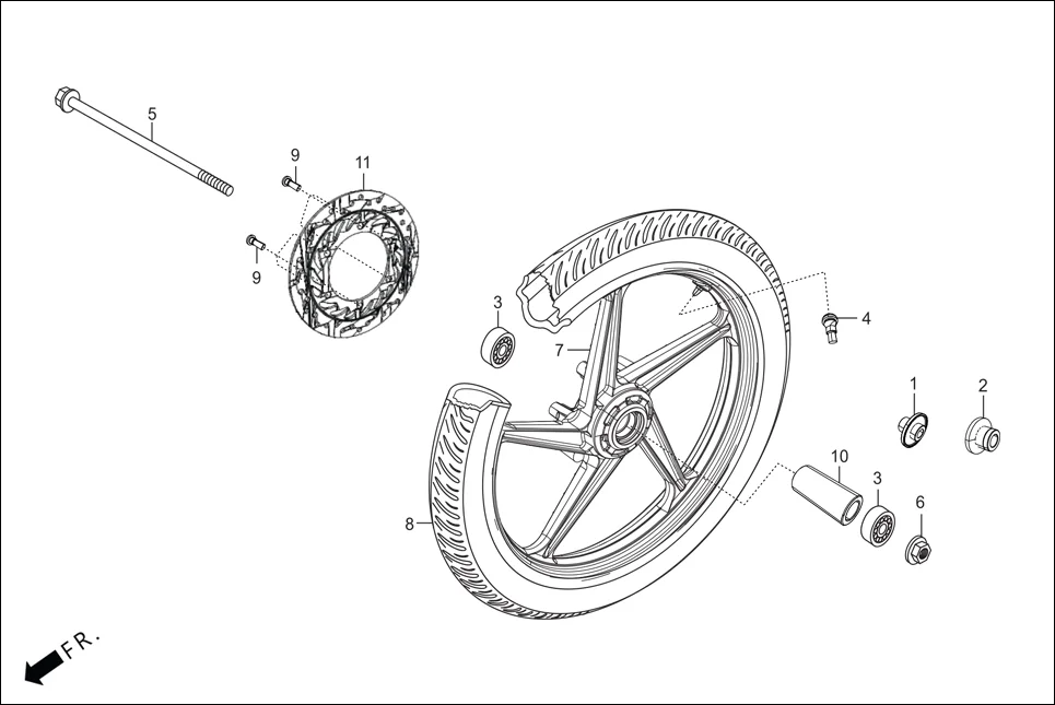 F-9A-DISC FRONT WHEEL (DISC) diagram showing 90306-KST-942
