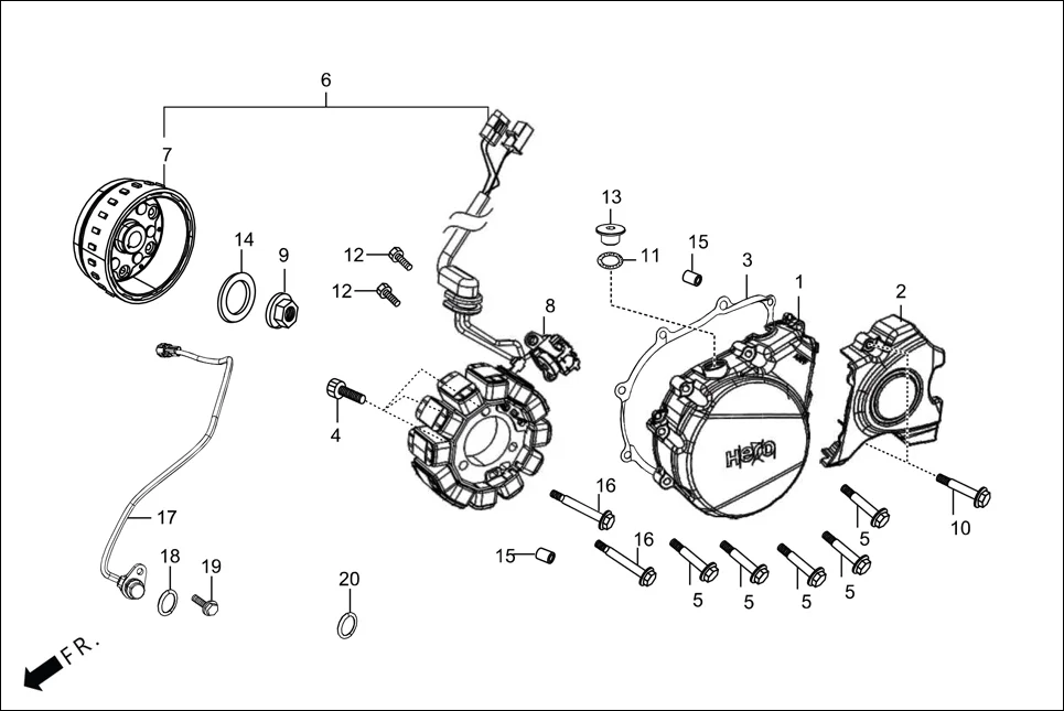E-7A LEFT CRANKCASE COVER/A.C. GEN. ASSY.
