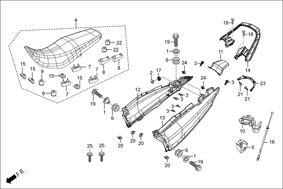F-12-WT-DISC SEAT ASSY./REAR COWL/GRIP REAR assembly diagram for Hero Passion Pro(March,2023)