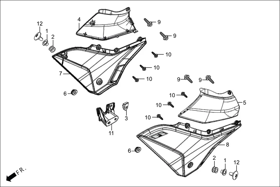 F-14 SIDE COVER assembly diagram for Hero Passion Pro(March,2023)