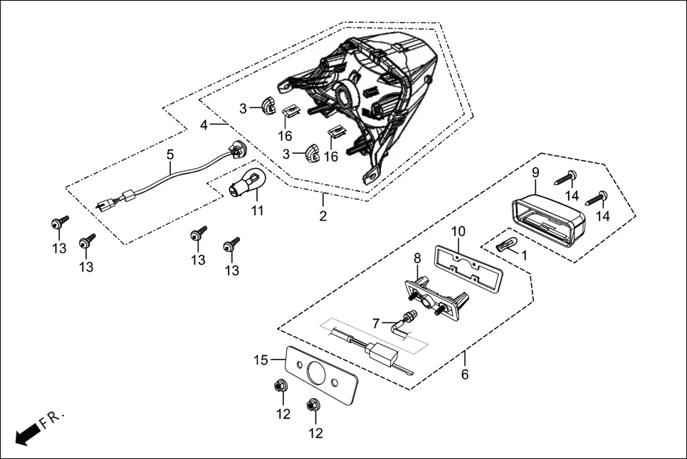 F-23 TAIL LIGHT assembly diagram for Hero Passion Pro(March,2023)