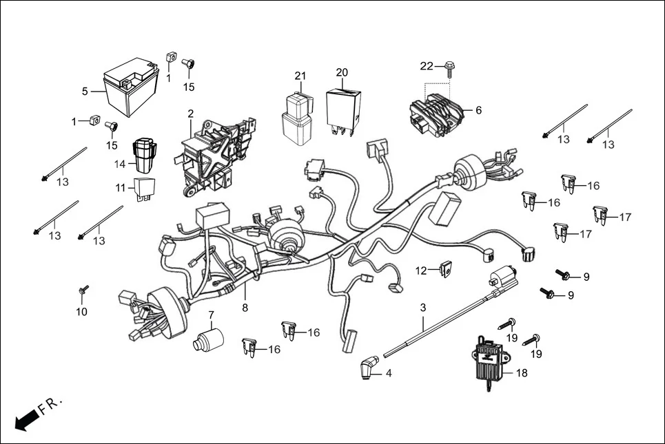 F-24 WIRE HARNESS/BATTERY assembly diagram for Hero Passion Pro(March,2023)