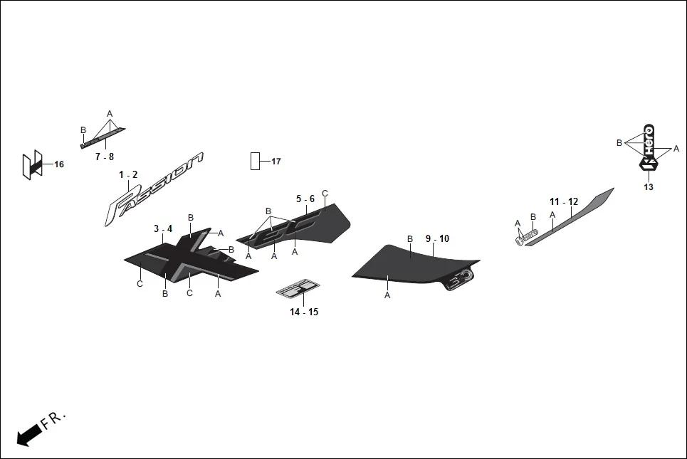F-27 STRIPES/MARKS assembly diagram for Hero Passion Pro(March,2023)