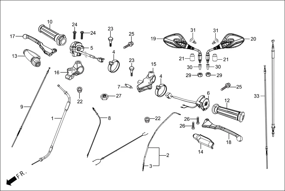 F-3-WT-DRUM HANDLE LEVER/SWITCH/CONTROL CABLE assembly diagram for Hero Passion Pro(March,2023)