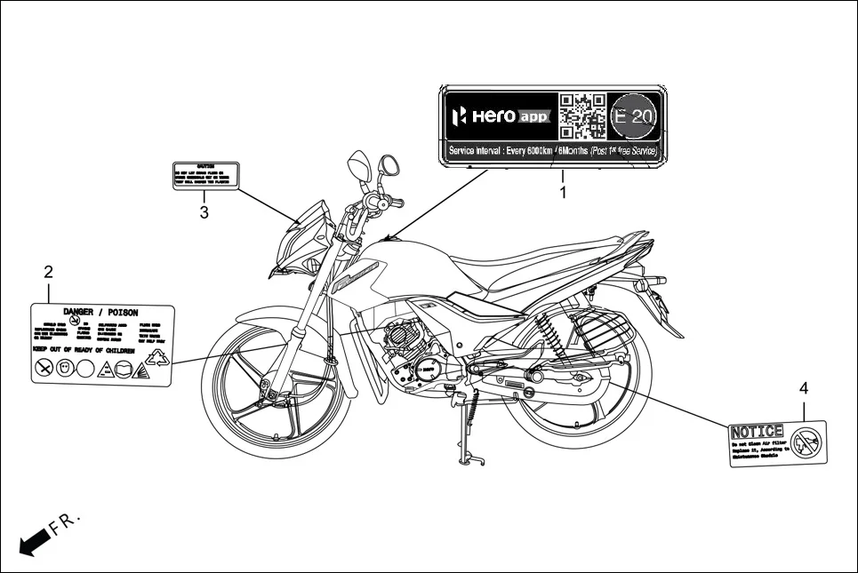 F-30-WT-DISC MARK CAUTION assembly diagram for Hero Passion Pro(March,2023)
