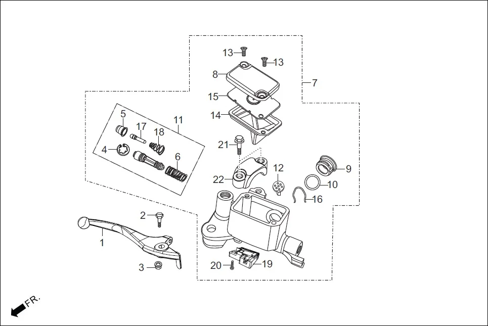 F-3A-DISC FRONT DISC BRAKE ASSY. (MASTER CYL.) assembly diagram for Hero Passion Pro(March,2023)