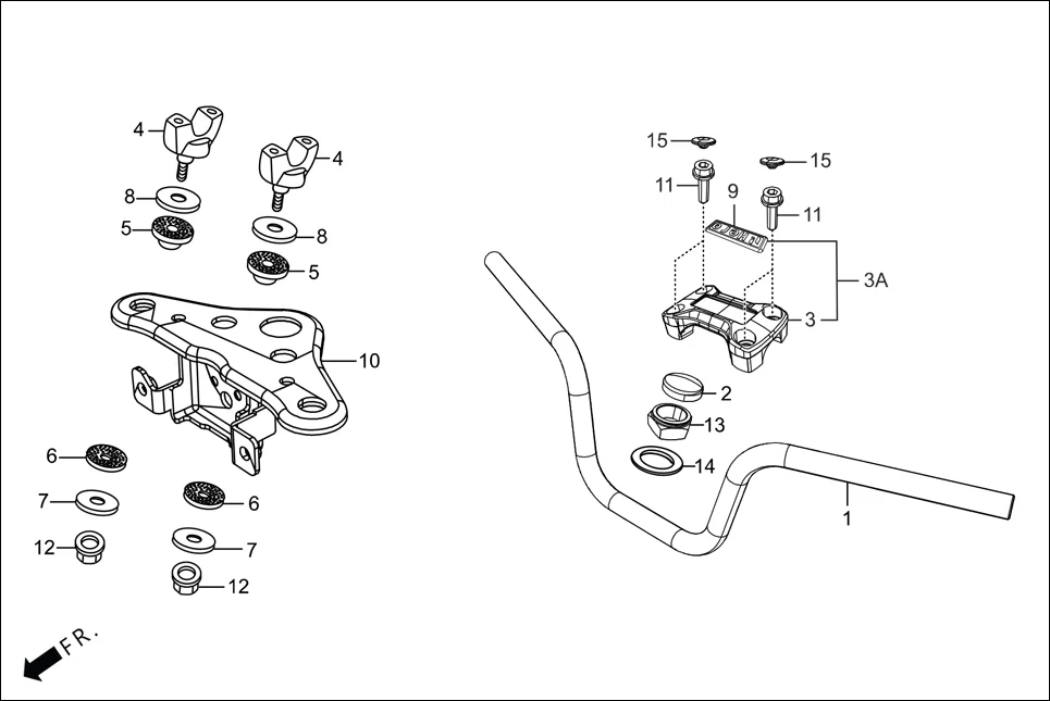 F-4-WT HANDLE PIPE/TOP BRIDGE assembly diagram for Hero Passion Pro(March,2023)